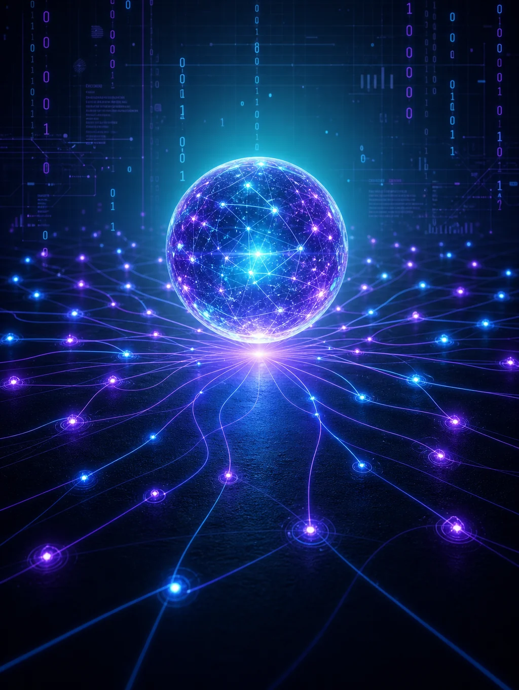 Abstract visualization of quantum computing nodes